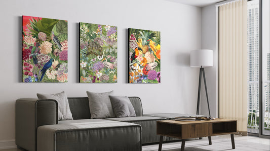 Serie de 3 Canvas: Selva Florida