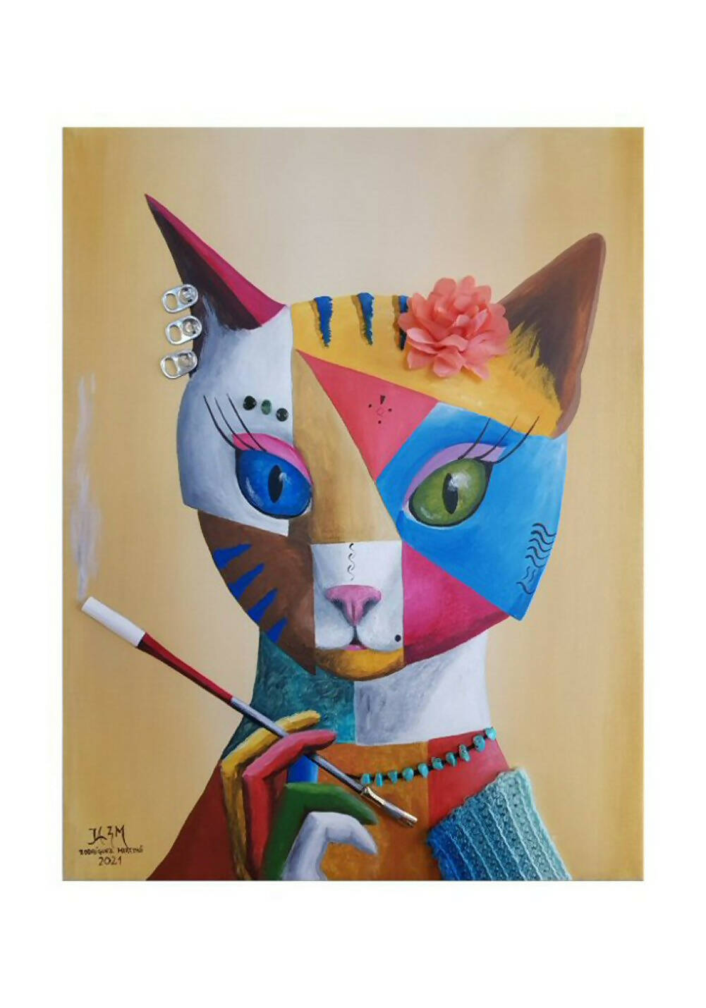 Gata Urbana - lamina fine art intervenida