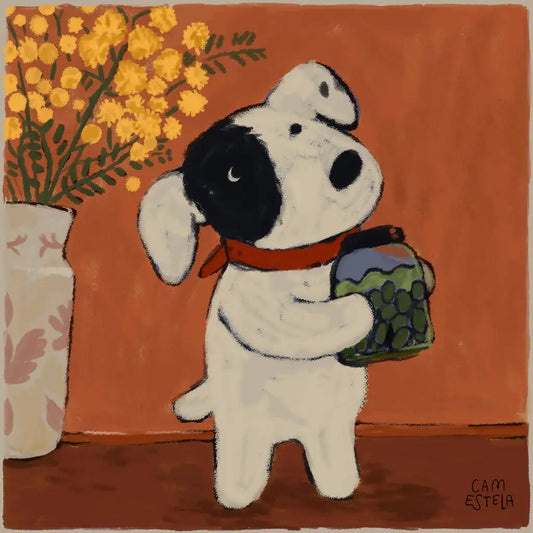 Perrito con aceitunas