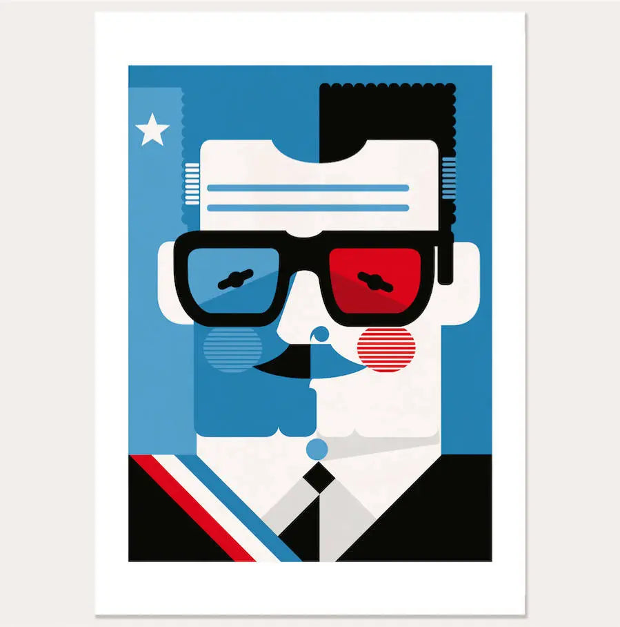 ALLENDE, LENTES AZUL Y ROJO