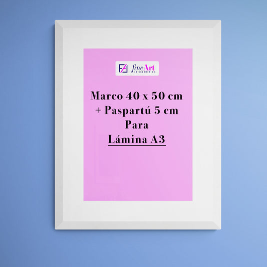 Marco 40 x 50 cm + Paspartú para Lámina A3