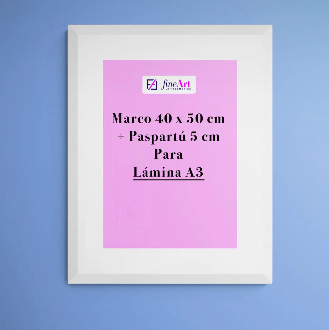 Marco 30 x 42 cm + Paspartú para Lámina A4 – FineArt Latinoamerica