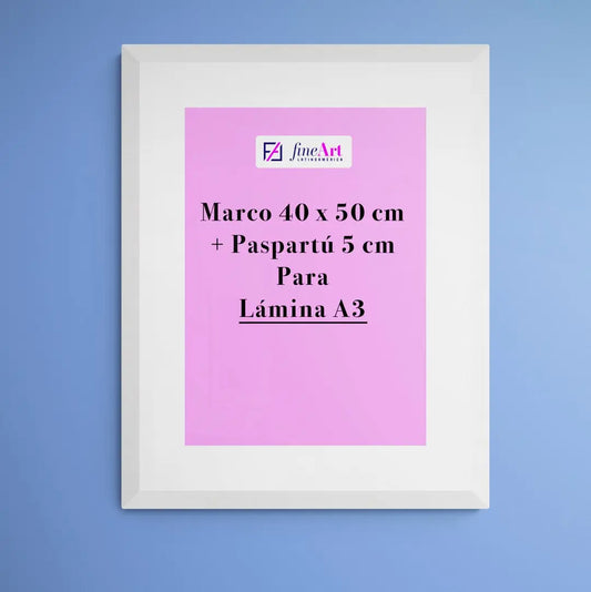 Premium:  Marco 40 x 50 cm + Paspartú para Lámina A3