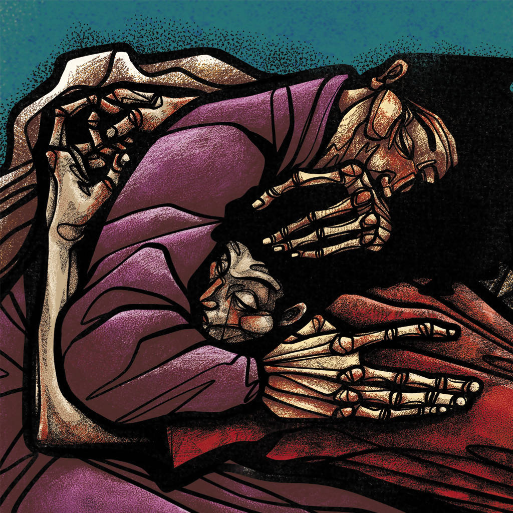 La muerte y la Doncella (reversión de Schiele)